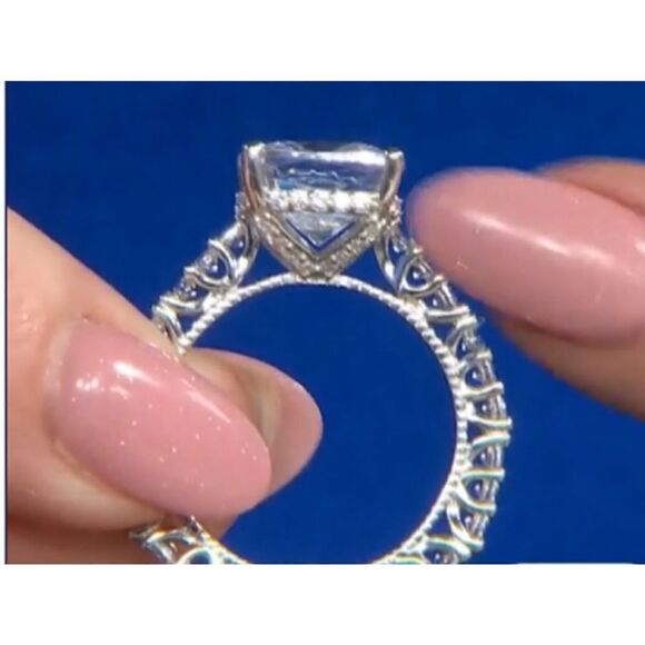 NEW~7.83 Ct. Cushion & Round Cut Sim Diamond Eternity Engagement/Bridal Ring #8 - Picture 7 of 8